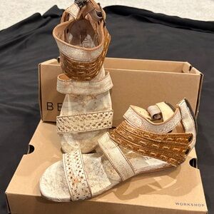 Bed Stu Cream and Tan Sandals